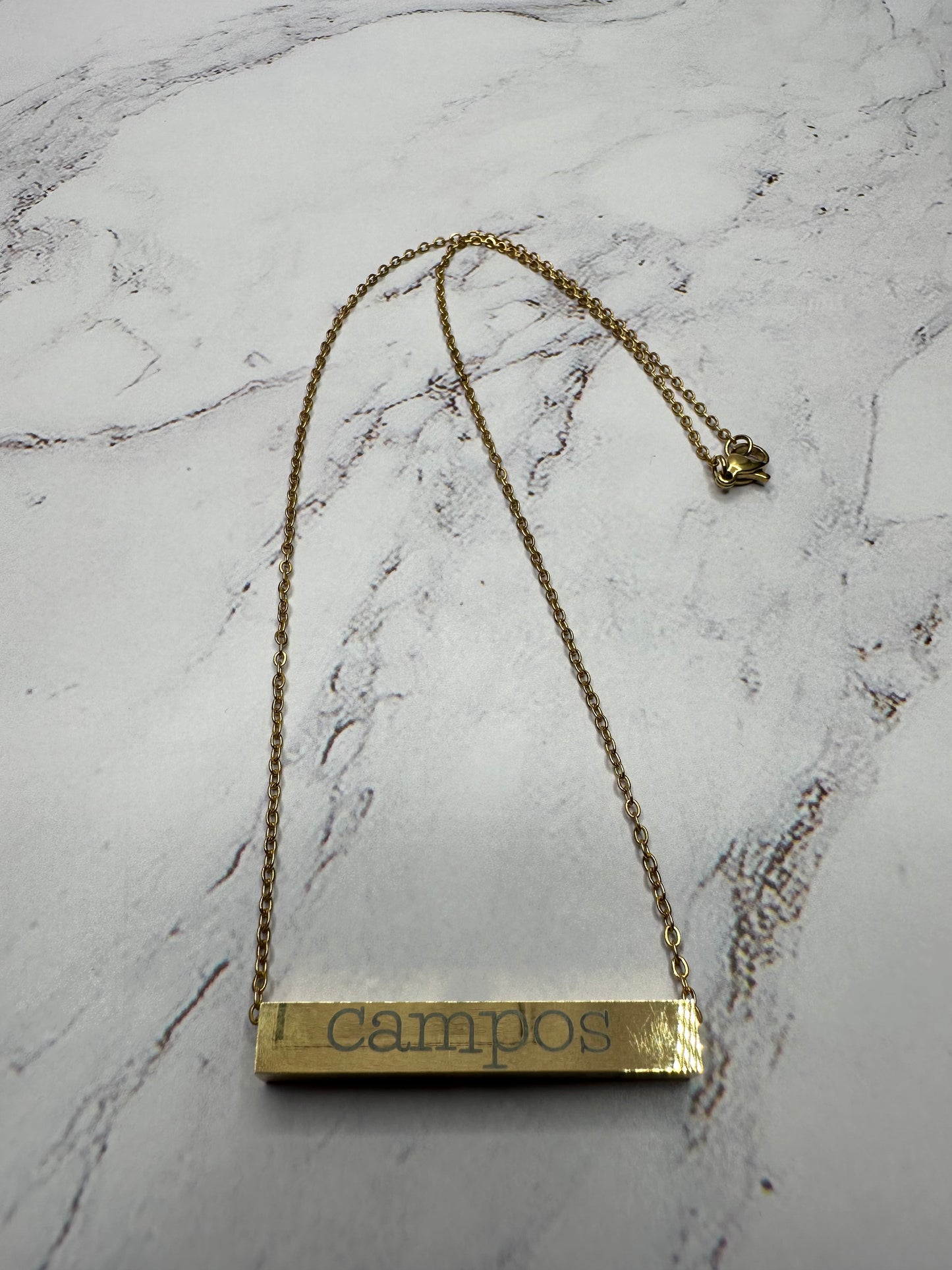 4-Sided Horizontal Bar Necklace (18K Gold Coating)