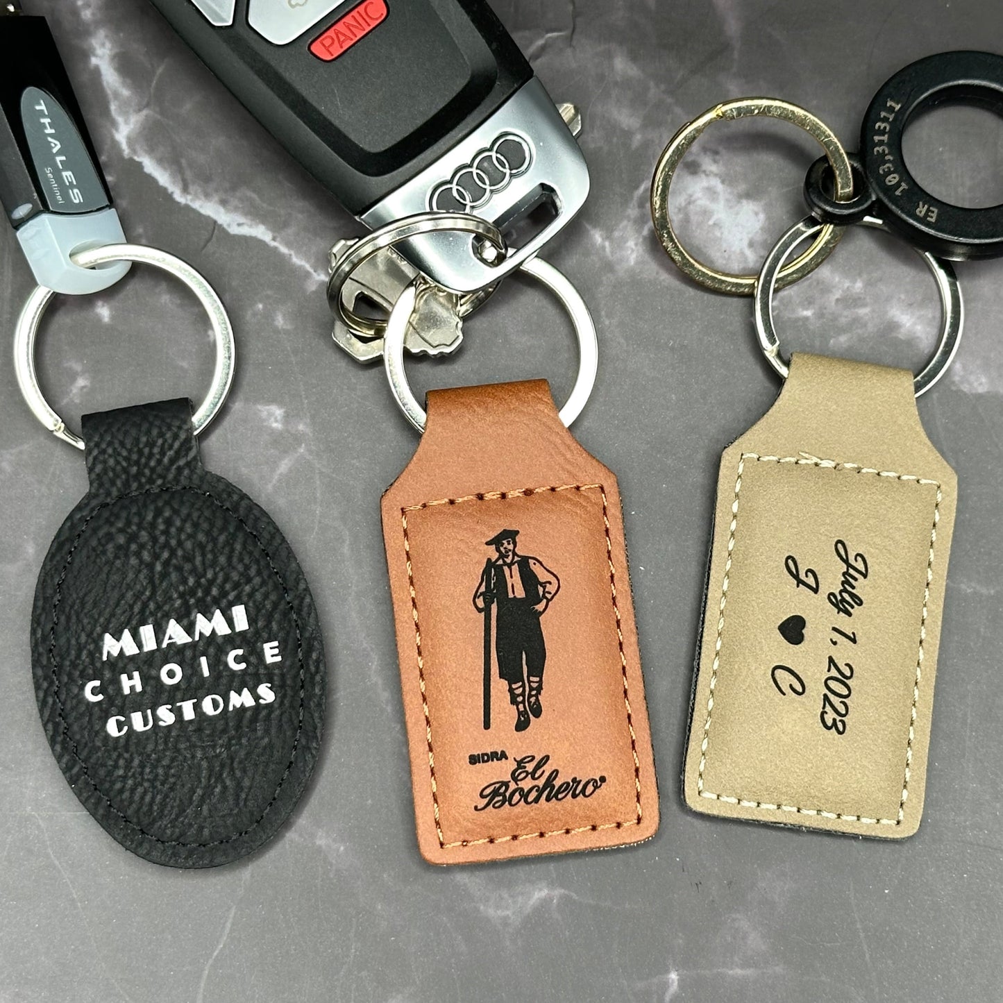 Personalized Engraved Leather Keychains