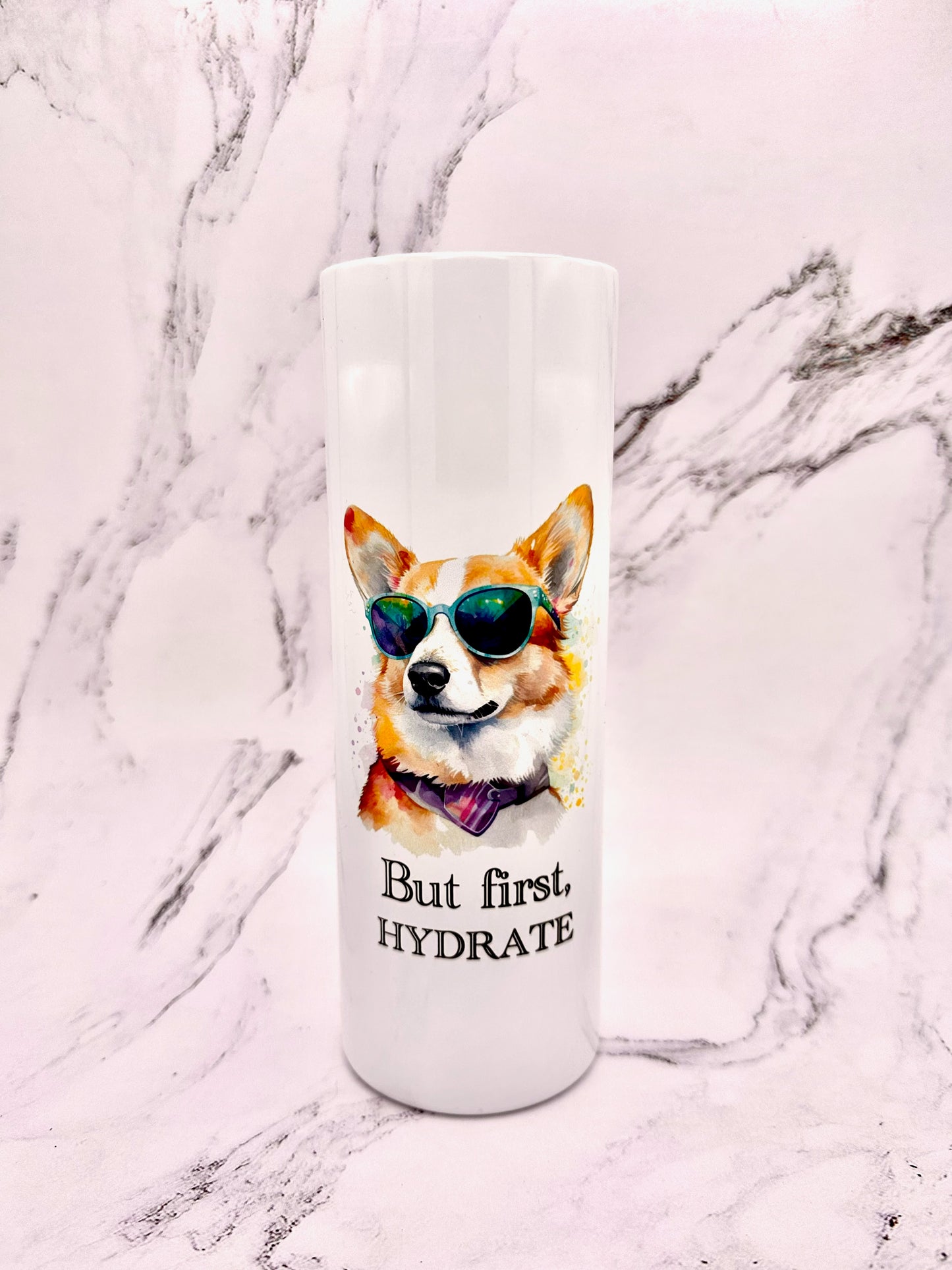 20 oz Skinny Tumbler - But First, Hydrate
