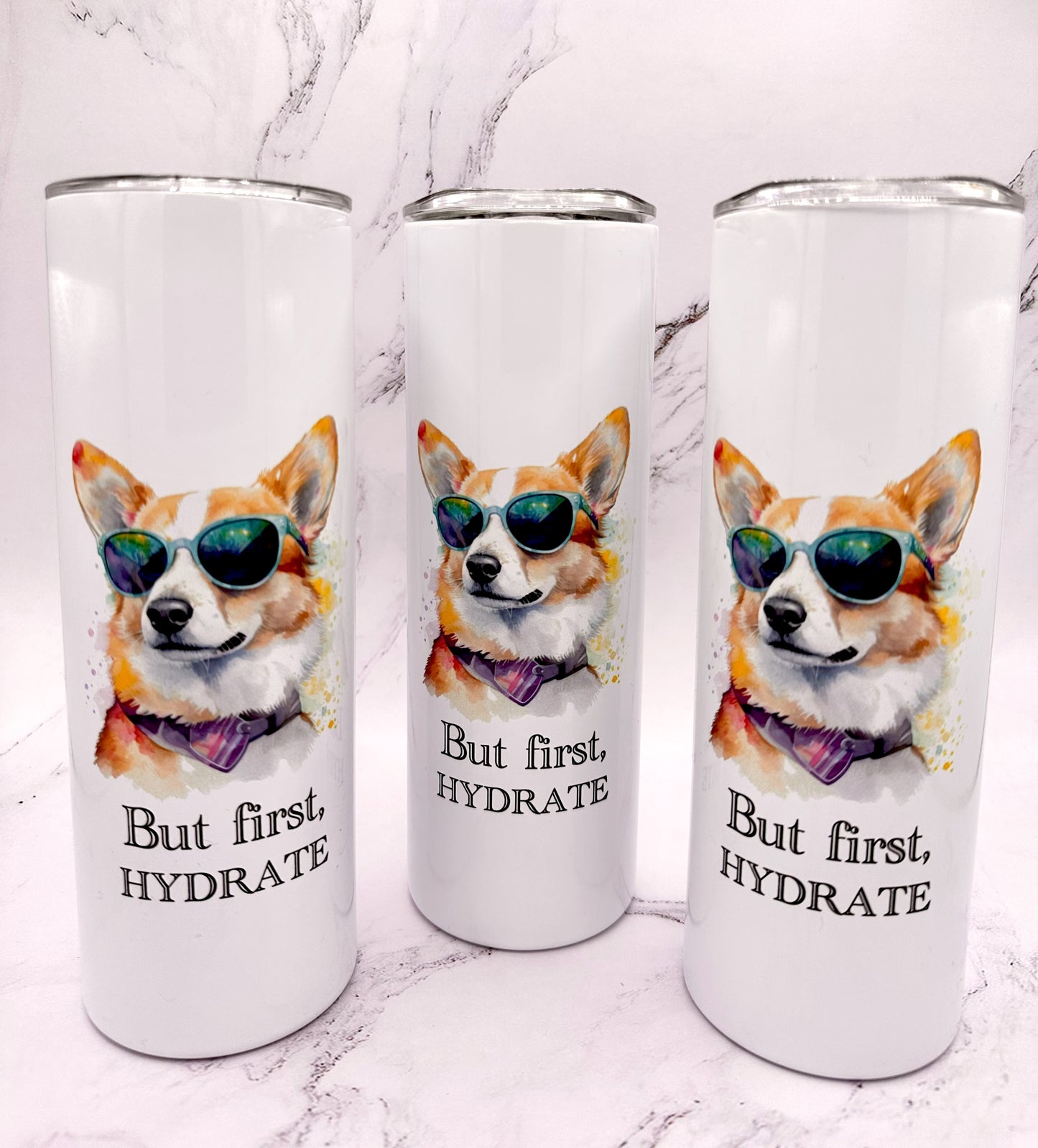 20 oz Skinny Tumbler - But First, Hydrate