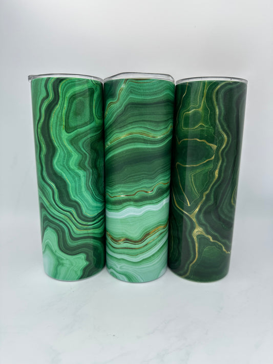 20 oz Skinny Tumbler - Gemstone Collection - Malachite Magic