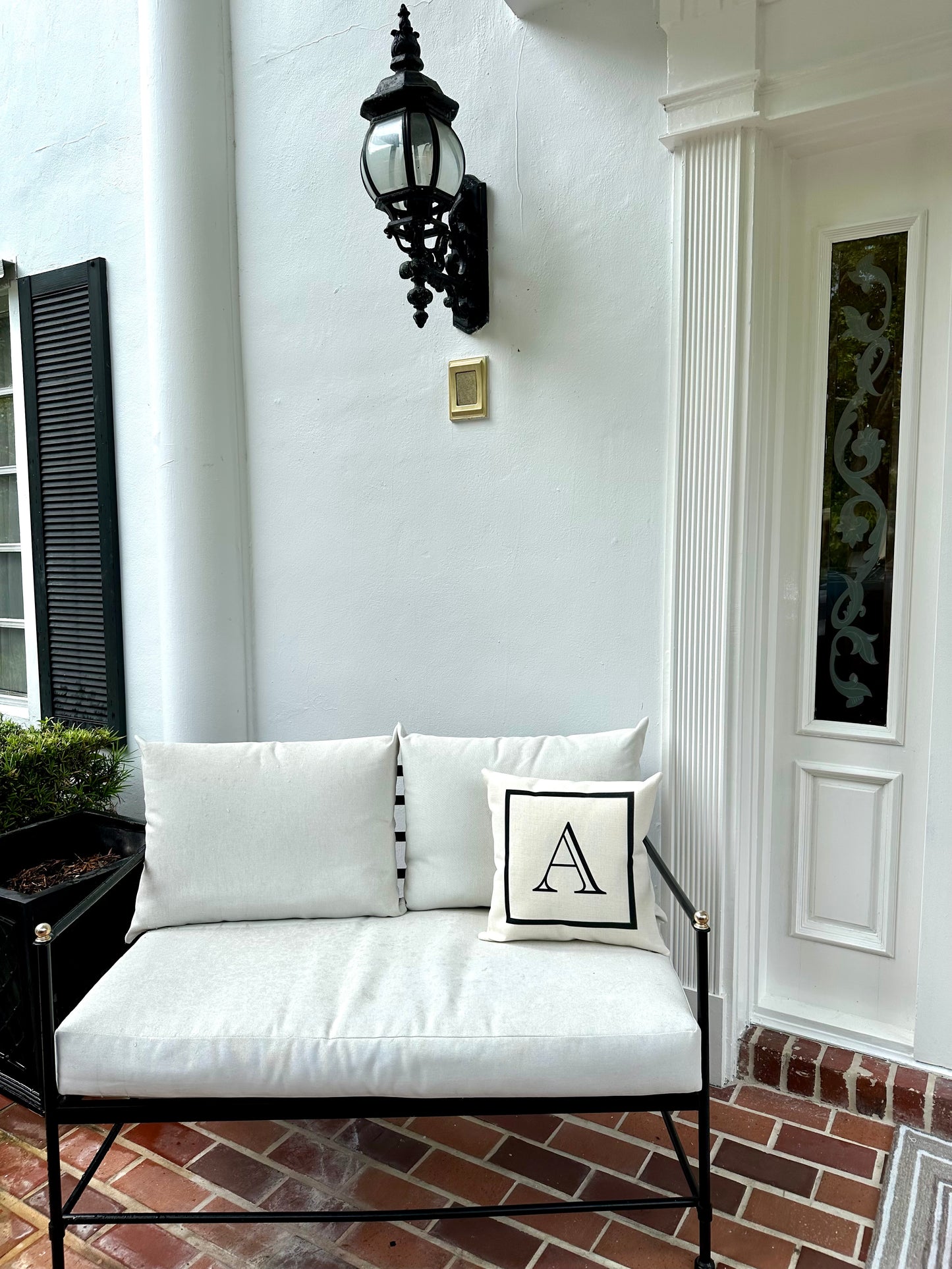 Initial Linen Square Pillow Cover