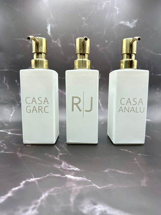 Engraved Elegant Glass Soap or Lotion Dispenser