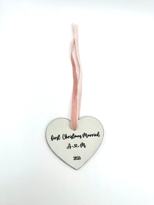 Heart Christmas Ornament "First Year Married"
