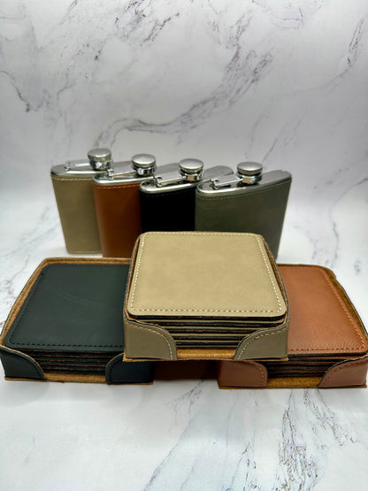 Personalized Engraved Leatherette Coasters