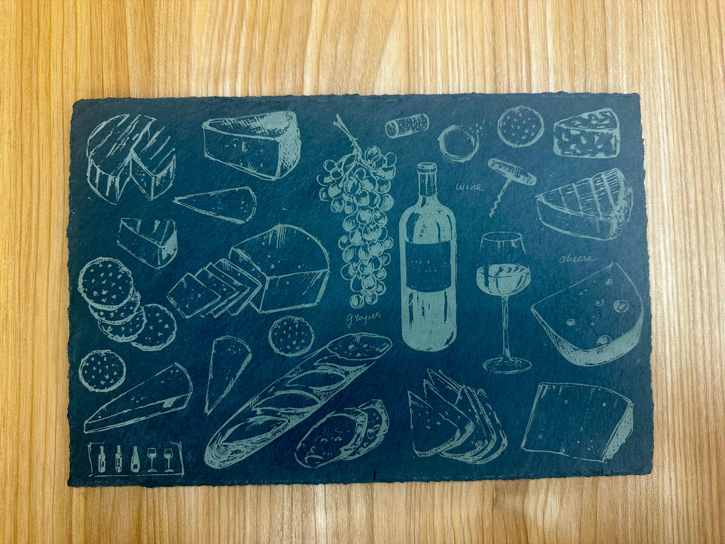 Wine Cheese Slate Plate