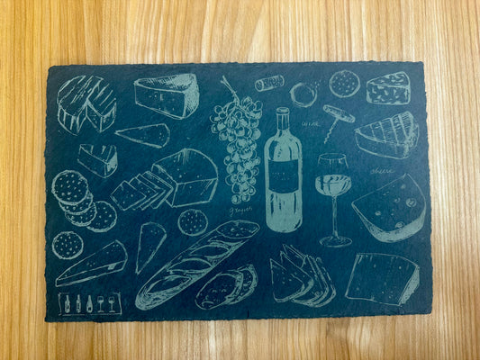 Wine Cheese Slate Plate