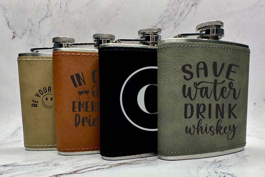 Leather Flasks with Ready Made Designs