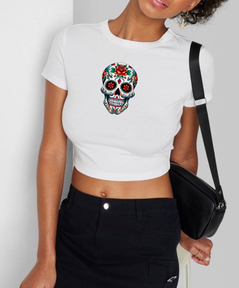 Skull - Halloween Crop T-Shirt