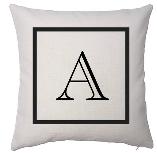 Initial Linen Square Pillow Cover