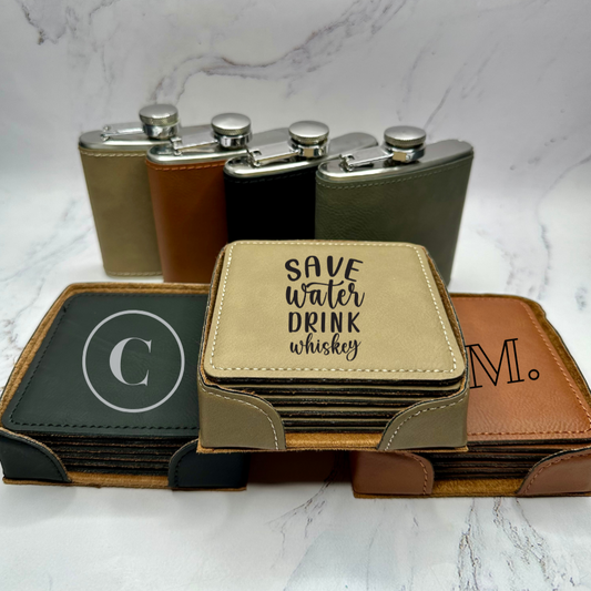 Personalized Engraved Leatherette Coasters