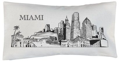 Miami Landmarks Linen Pillow Cover
